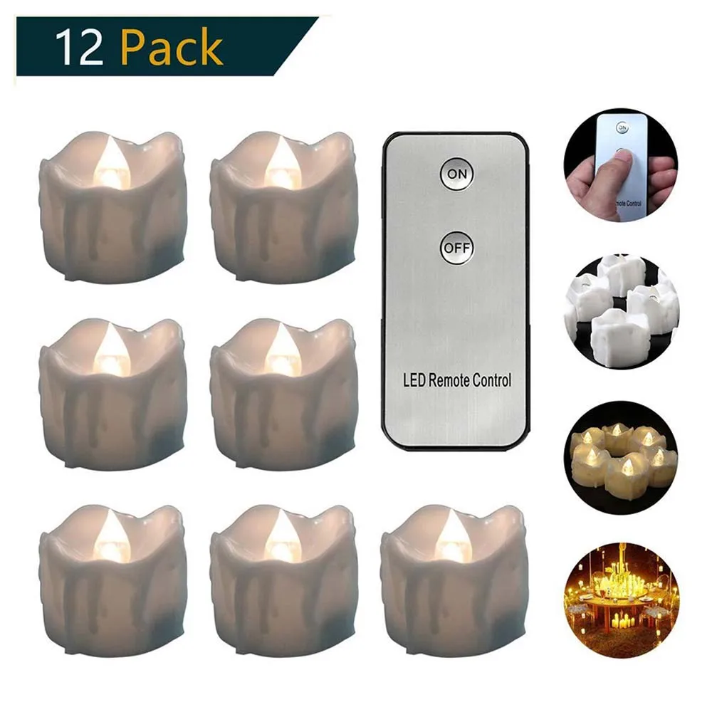 12pcs Remote Non-Remote Control LED Lights, Battery Powered LED Lights, LED Candle Lights, Festive White Atmosphere, LED Candles 9