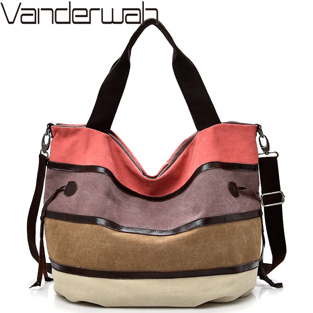 

Fashion Patchwork Canvas Women Handbags Colorful Messenger Shoulder Bags For Women Casual Ladies Crossbody Tote Bag Big Capacity
