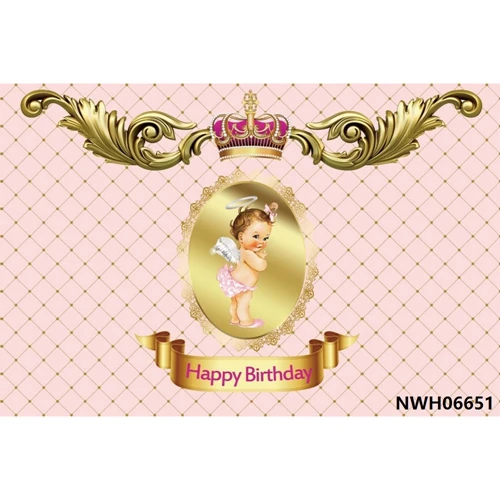Yeele Baby 1st Birthday Backdrop Girl Princess Baby Shower Золотая Корона розовая пользовательская фотография Виниловый фон для фотостудии - Цвет: NWH06651