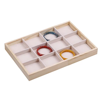 

12 cream-colored velvet wood jewelry jewelry display plate 35 * 24 * 3.0 cm