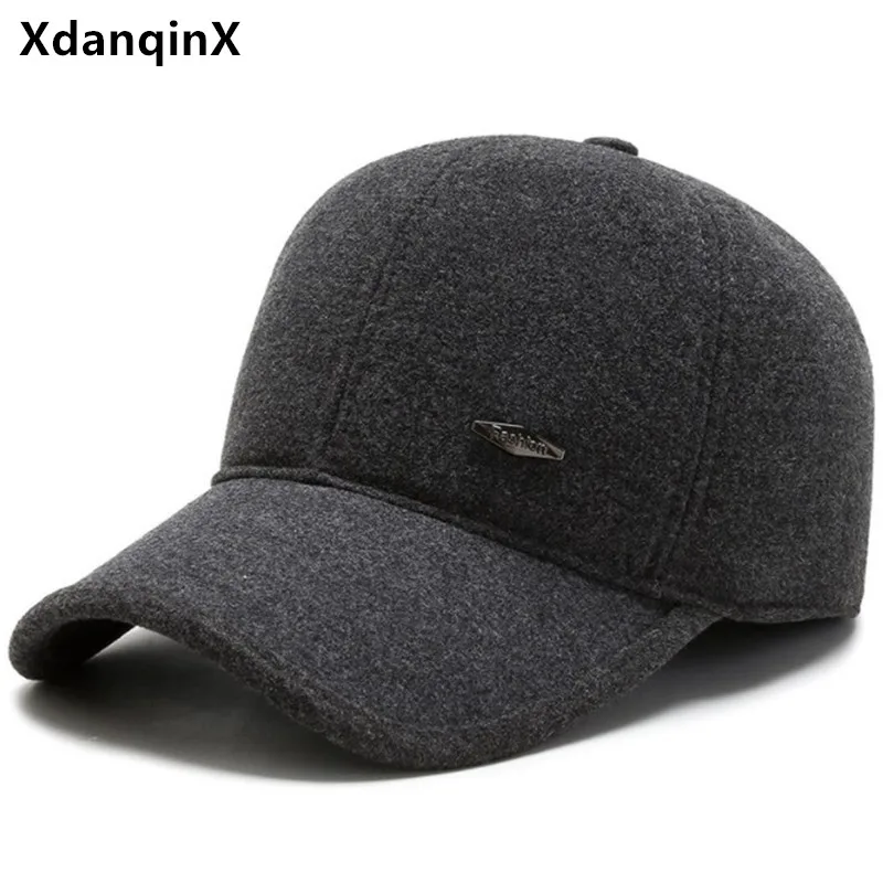 

Winter Men's Hat Warm Baseball Caps Snapback Cap Bone Cold Proof Earmuffs Hats Adjustable Size Ear Protection Cotton Sports Cap