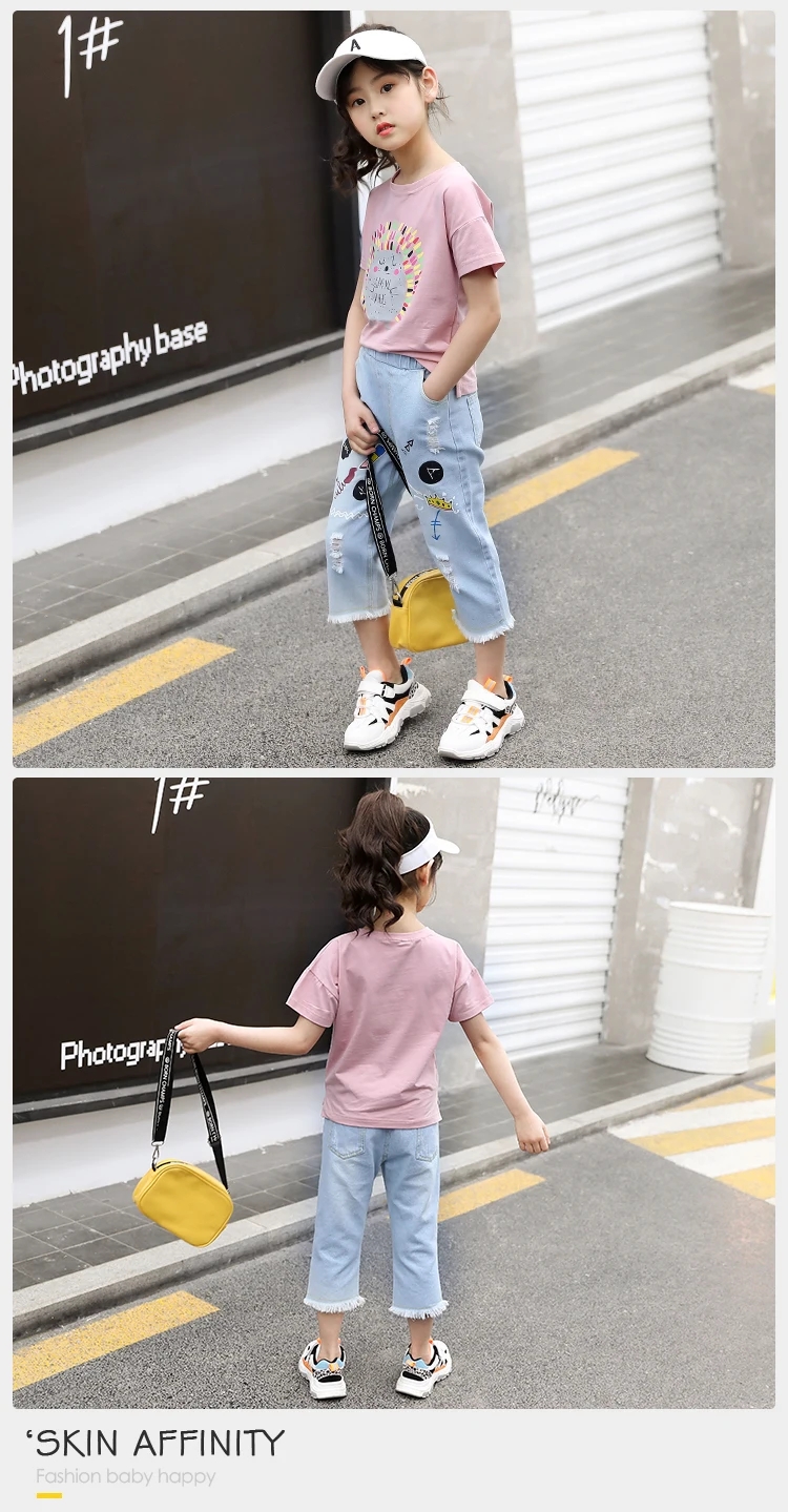 New Fashion 2Pcs Kids Summer Fashion Spring Girls Cute Kid Clothes Clothing Set Girls Summer Printed Cartoon Clothing Suit Set