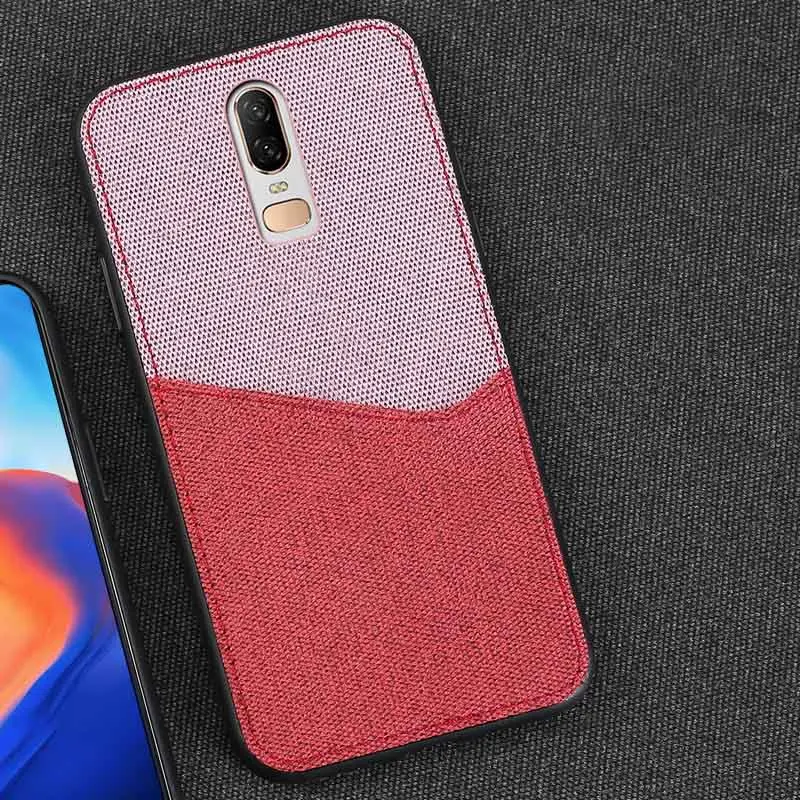 Холщовый чехол для телефона для Oneplus 5, 5, 6, 7, 7, pro, чехол на заднюю панель со слотом для карт, дизайнерский чехол для Oneplus 7 pro, тканевый Магнитный чехол - Цвет: Pink and Red