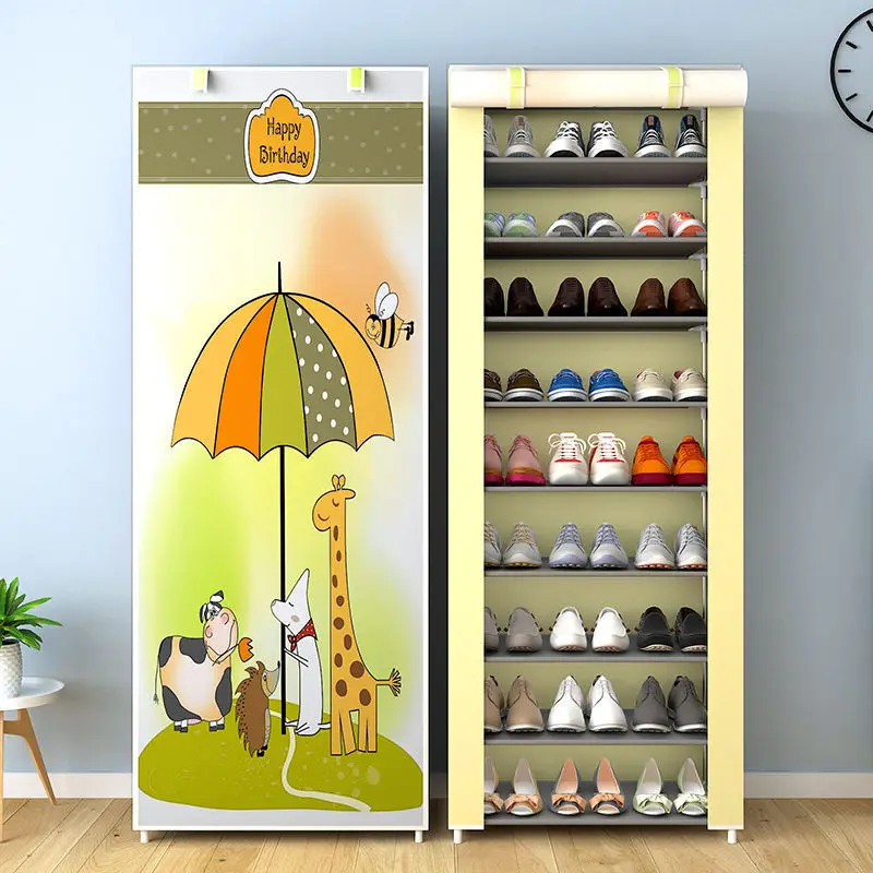 Multilayer Shoe Cabinet Simple Dustproof Home Space-saving indoor Assembly Nonwoven Fabric With Zipper Closed Storage Shoe Rack 5