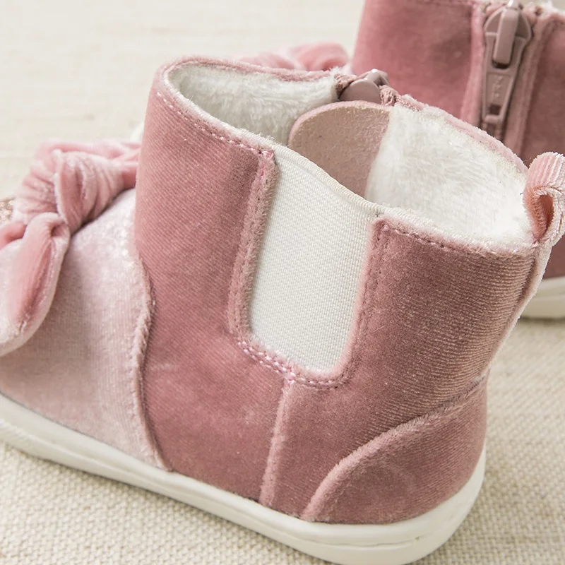 DB11594 Dave Bella/осенние зимние ботинки для новорожденных девочек модная обувь розовые модные ботинки с бантом обувь для маленьких девочек