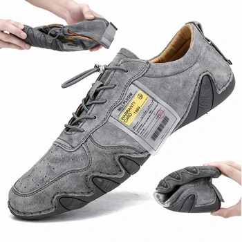 

Genuine Leather Men Casual Shoes Light And Soft Comfortable Walking Flats Men Shoes Male Loafers Large Size 38-46 Dropshipping