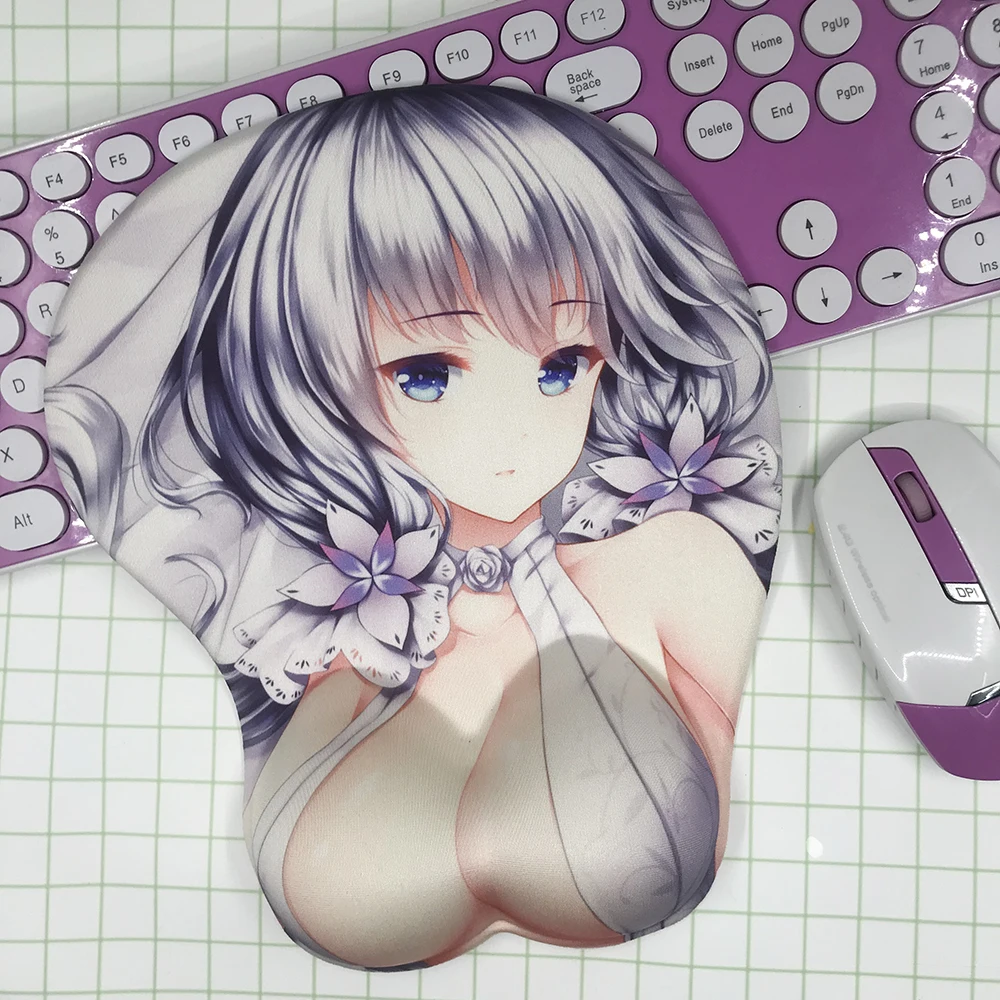FFFAS 3D коврик для мыши на запястье удобный эргономичный Oppai темно синий геймер