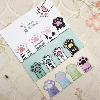 

4 Pcs/pack Cartoon Mini Cat Paw Paper Magnetic Bookmarks Books Marker of Page Stationery School Office Supply Student Gifts