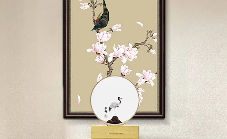 50x100 см большая льняная ткань никогда не выцветает Magpie и magnolia tree Diy цифровая картина маслом настенная Художественная Современная ручная роспись маслом