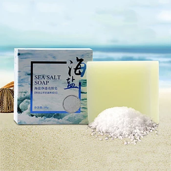 

100g Sea Salt Soap Shrink Pores Whitening Blackhead Removal Pimple Pore Acne Treatment Face Wash Shower Health Care Bath Soap