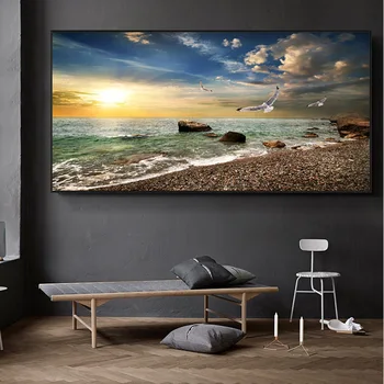 

Modern Natural Landscape Poster Sky Sea Sunrise Painting Printed on Canvas Home Decor Wall Art Pictures for Living Room No Frame