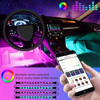 

Interior Car Lights Car LED Strip Light Waterproof 48 LED APP Controller Lighting DIY Color Music with Car Charger DC12V
