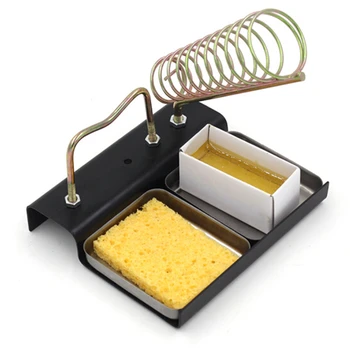 

JCD Electric Soldering Iron Double slot Stand Holder Metal Pads Generic High Temperature Support Station Solder Sponge