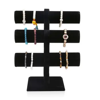 

Velvet Level T-Bar Bracelet Necklace Jewelry Display Stand for Home Organization