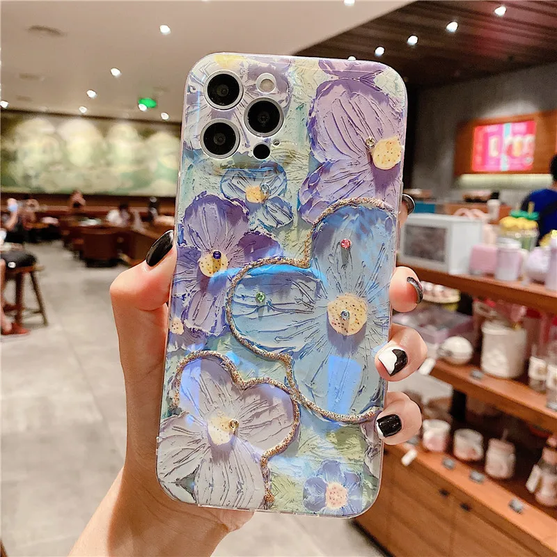 Gorgeous 3D Glitter Flower Silicone Phone Case Skin For iPhone 13 7 8 Plus Soft Protect Case For SE XR XS MAX 12 Mini 11 Pro Max iphone 13 pro phone case