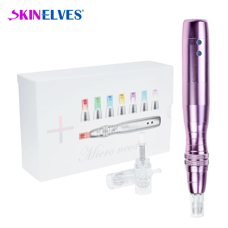  Derma Pen 7 Colors Lights LED Photon Wireless Electric Dr Pen Mirconeedle Therapy System With 2pcs  - 4000259190255