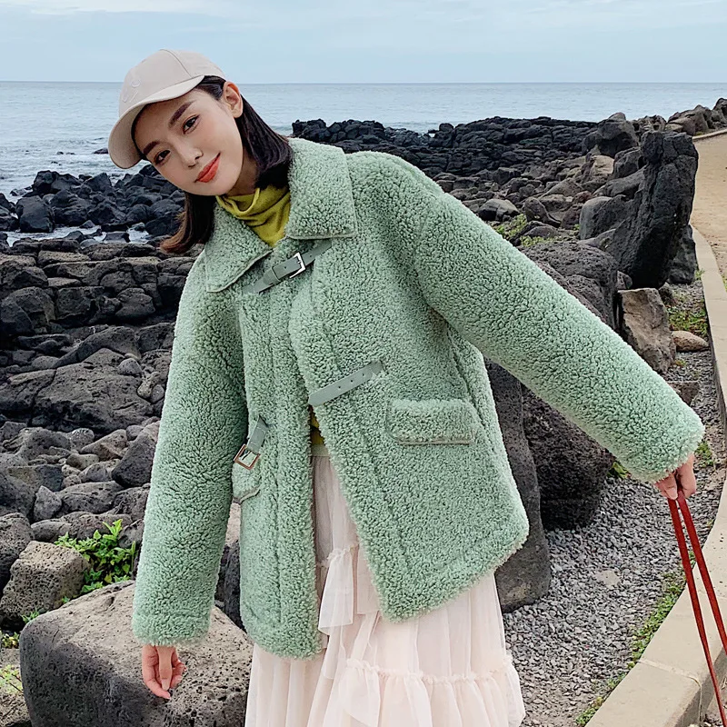 

Coat Women's 2019 Winter New Style Korean-style ke li rong Lambs Wool Fur down Jacket Cotton Overcoat Short Women's