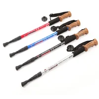 Ultra-light Telescopic Alloy Hiking Walking Stick Pole Soft Handle Bar Alpenstock 3 Sections 1