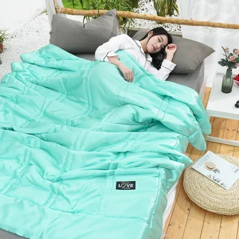 

Pure Color Summer Quilt green Bedspread Blanket luxury thin Comforter soft Bed Cover Twin full Queen Quilting solid bedclothes