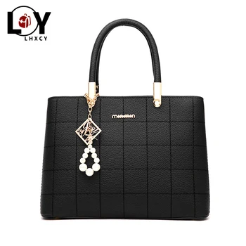 

New Pu Leather Bag Pearl Pendant Totes Handbag Fashion Crossbody Bags For Women High Quality High Capacity Evening Shoulder Bag