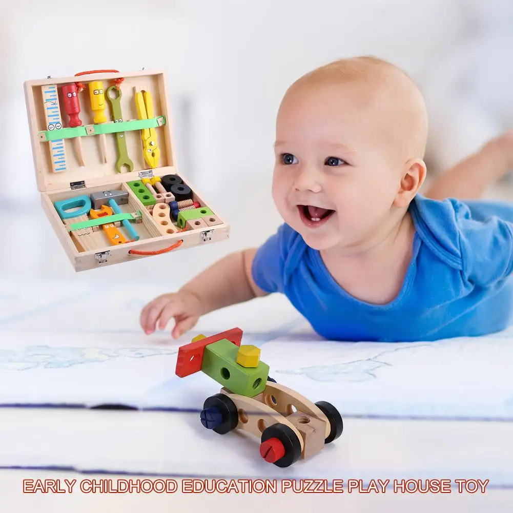 Детский деревянный ремонтный набор, многофункциональные игрушки, портативный ремонтный ящик для инструментов, обучающие игрушки для мальчиков, игрушка-головоломка