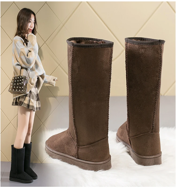 Foreign Trade Europe  America Classic Snow Boot Women Gaotong Snow Boots Female Russia 33 Centimeters Height Boots 41 Yards Code