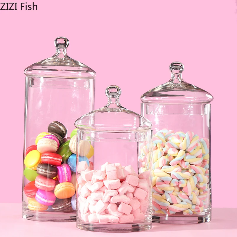 Transparent Glass Candy Jar Glass Containers With Lids Sealed Jar