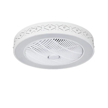 

LED Dimming Remote Control Ceiling Fans Lamp Invisible Leaves 50cm Modern Simple Bedroom Living Room Ceiling Fans With Lights