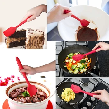 

Kitchen Cooking Tool New Heat Resistant Integrate Handle Silicone Spoon Scraper Kitchen Utensil Turners Spatula Pan Spatula Cake