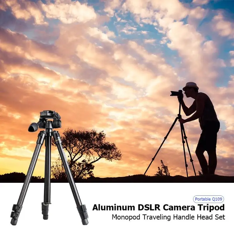 Professional Portable Travel Aluminium Camera Tripod Accessories Stand DSLR Camera Tripod Monopod Traveling Handle Head Set