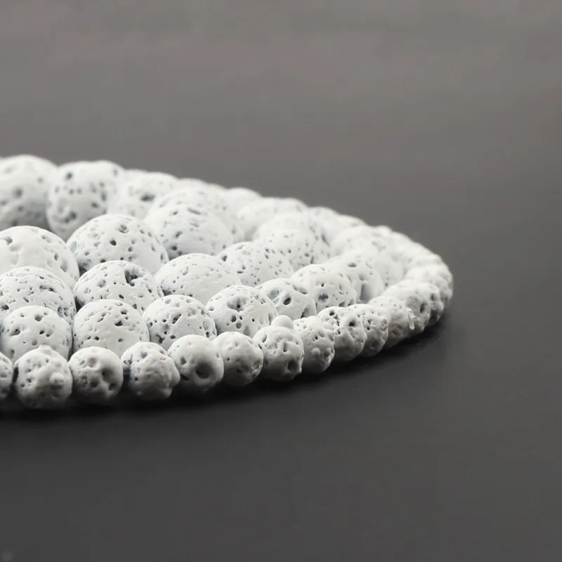 Резиновая белая Лава гематит камень Бусины круглые свободные разделитель бисера для изготовления ювелирных изделий 4 6 8 10 мм натуральный вулканический рок DIY Браслеты