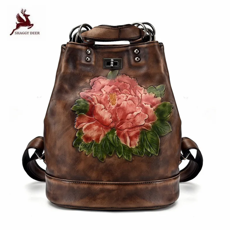 

Fashion string customized floral pattern women shoulder bags vintage style casual bucket Bags