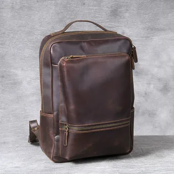 

Crazy Horse Leather Oxhide Top Layer Cow Leather Shoulder Bag Handmade Head Leather Backpack Cowhide Men's Computer Bag