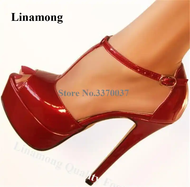 red patent leather stilettos