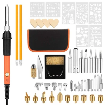 

Botique-50 Pcs Soldering Iron Kit Wood Burning Pyrography Pen Kit, Adjustable Temperature Welding Tool(US Plug)