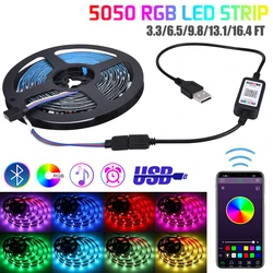 Bande lumineuse LED avec télécommande, corde de synchronisation de musique, USB 5V, Bluetooth intelligent, compatible SMD5050 RGB TV, noire 