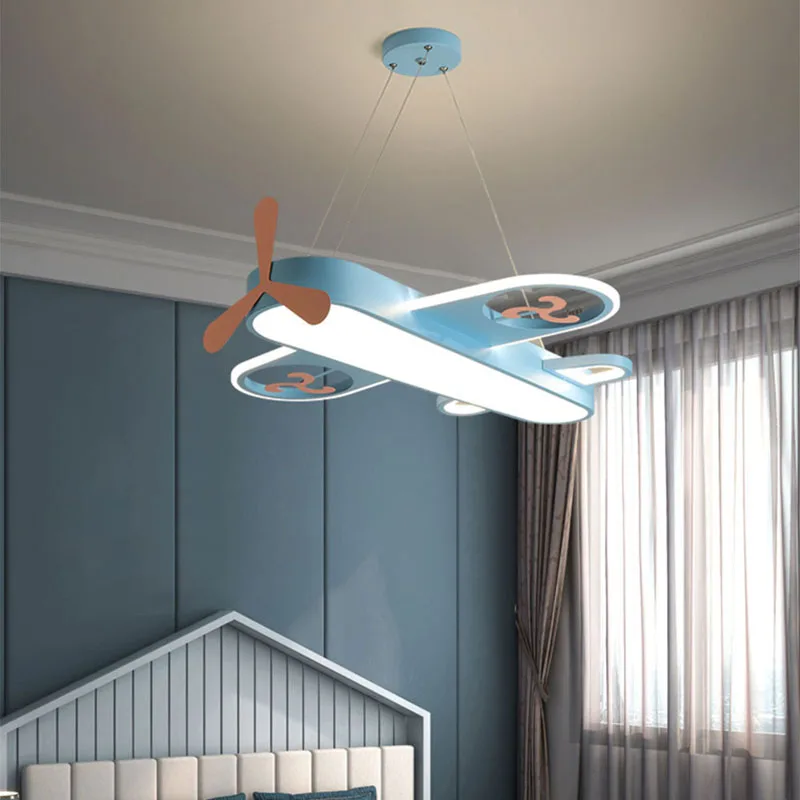 Modern Blue Pink Aircraft LED Chandelier for Bedroom Living Dining Children's Baby Room Nursery Nordic Indoor Decoration Light | Лампы и