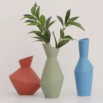 

Nordic Geometric Morandi Frosted Ceramic Flower Vase Home Decoration Modern Flower Vase Plant Holder Desk Hydroponics Room Decor