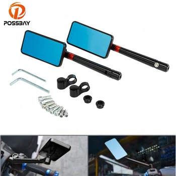 

POSSBAY Universal CNC Blue Glass Motorcycle Rear Side Mirrors For Suzuki Honda Yamaha Ducati BMW Scooter Mirrors ATV