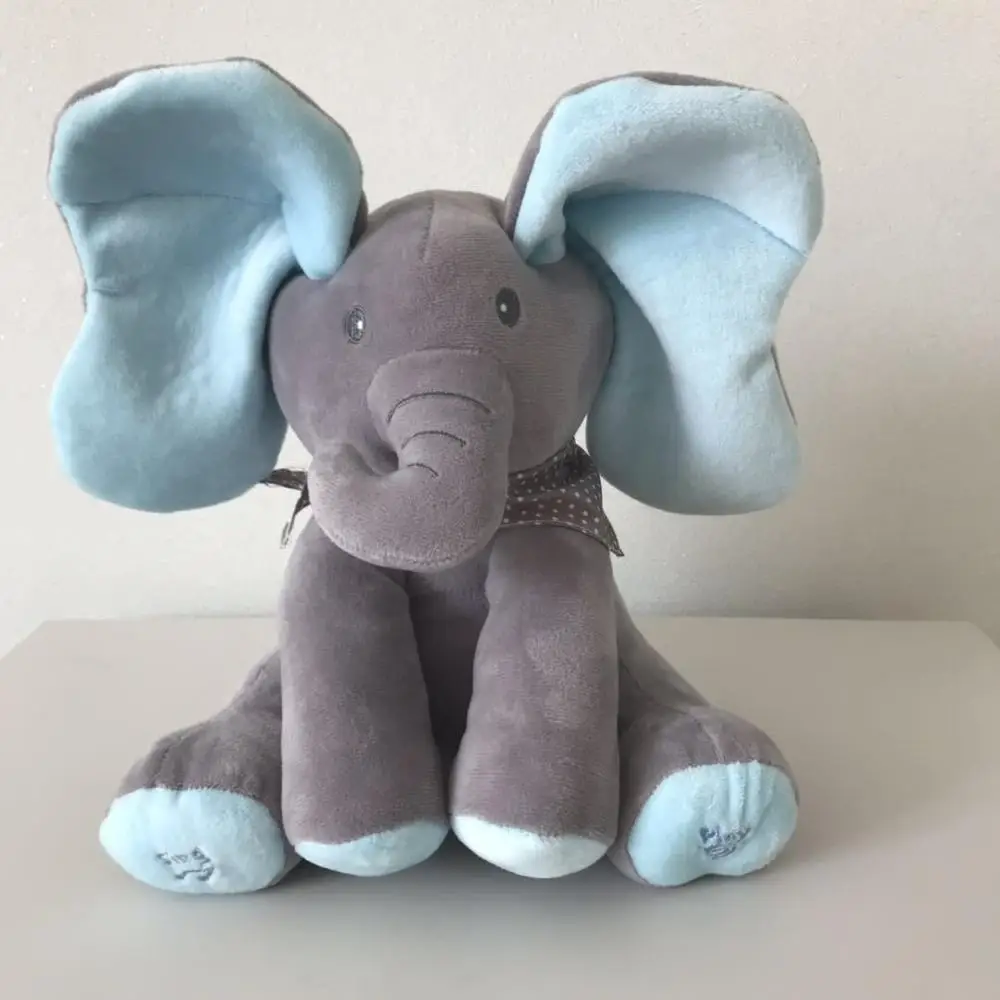 30 см Peekaboo Elephant электрическая игрушка плюшевая музыка английские песенки ухо говорить мягкие животные куклы комфорт детские игрушки подарки - Цвет: B