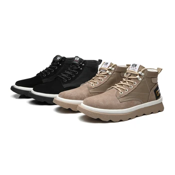 

Round toe genuine leather solid men boots rubber adult lace-up ankle shoes man genuine leather handmade man shoes ankle boot