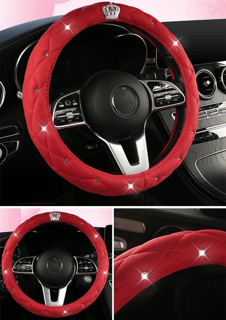 Motocovers Auto Lenkradabdeckung Universal Anti-Rutsch Wildleder Auto  Lenkrad Schutzabdeckung Krone Design Multi Farben Pink