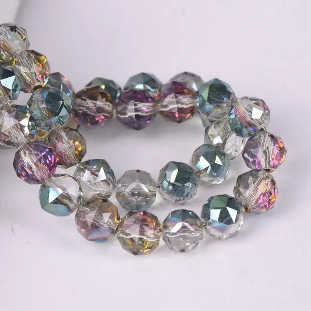 6mm 8mm Round Shape Coloful Plated Faceted Crystal Glass Loose Beads Wholesale lot for Jewelry Making DIY Crafts Findings Rose Green