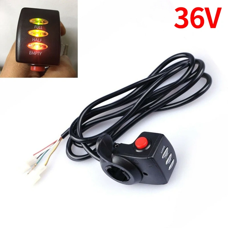 Speed Control Thumb Throttle for Scooter Ebike Electric Bicycle with on Off Button and Battery Power Indicator - 36V afbeelding