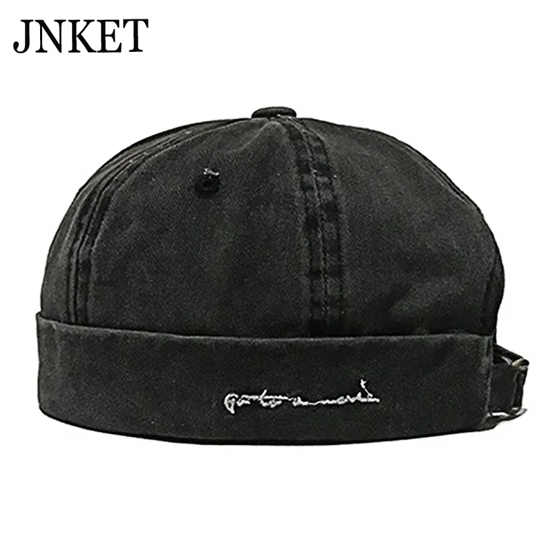 JNKET Washed Fabric Men Women‘s Skullcap Sailor Cap Beanies Hat Retro Brimless Hat Hip Hop Cap Outdoor Sport Casual Pumpkin Hat