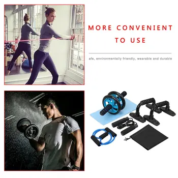 

Five-in-one fitness equipment Neutral Steel + PU + TPE AB Wheel Roller Push-up Bar Jump Rope Spring Exerciser