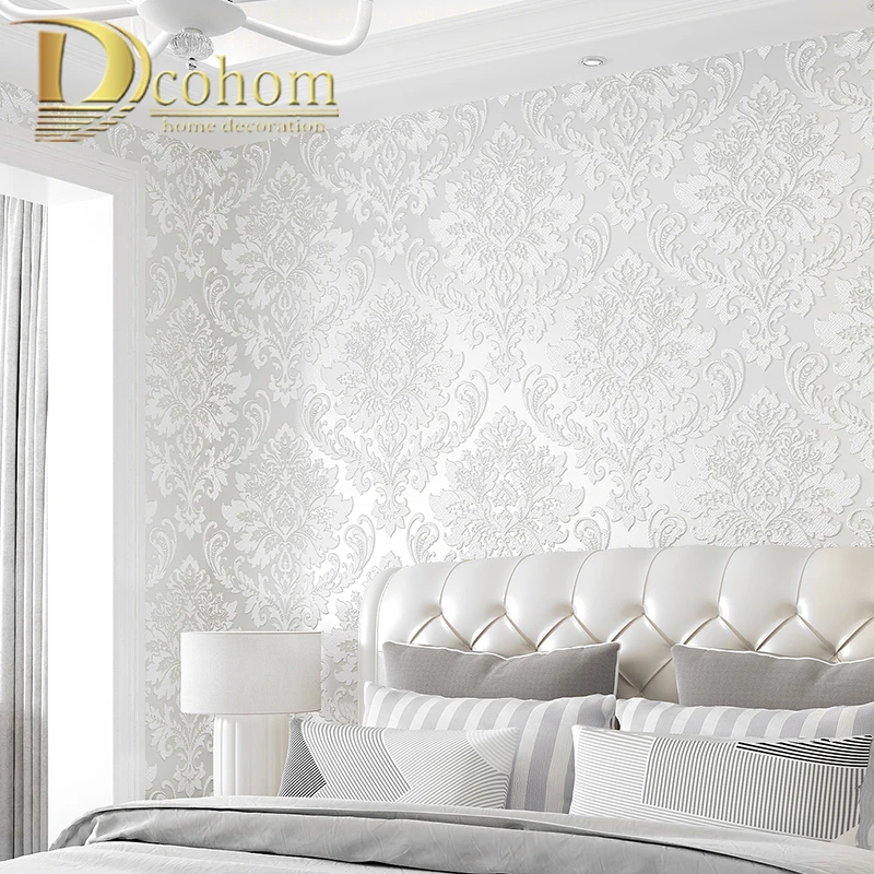 Purple Damask Wallpaper Bedroom