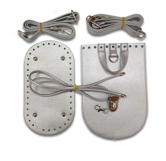 SILVER COLOR Черный/розовый/желтый/белый/серебристый/красный/зеленый цвет 6 шт./компл. PU Запчасти набор «сделай сам» для через плечо сумка-мешок сумки аксессуары для шитья - Цвет: SILVER COLOR