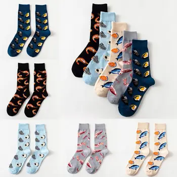 

Men Women Seafood Series Cotton Crew Socks Shrimp Squid Oysters Harajuku Hosiery