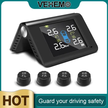 

☆VEHEMO ☆ 2020 Tire Pressure Monitoring Collapsible 4PCS Sensor TPMS Tire Pressure Monitoring System Tire Pressure Alarm Car